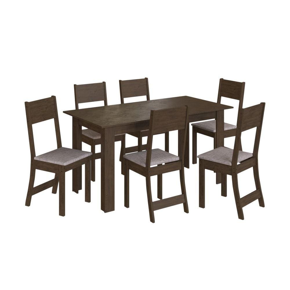 Conjunto Mesa Atlanta 6 Cadeiras Noce