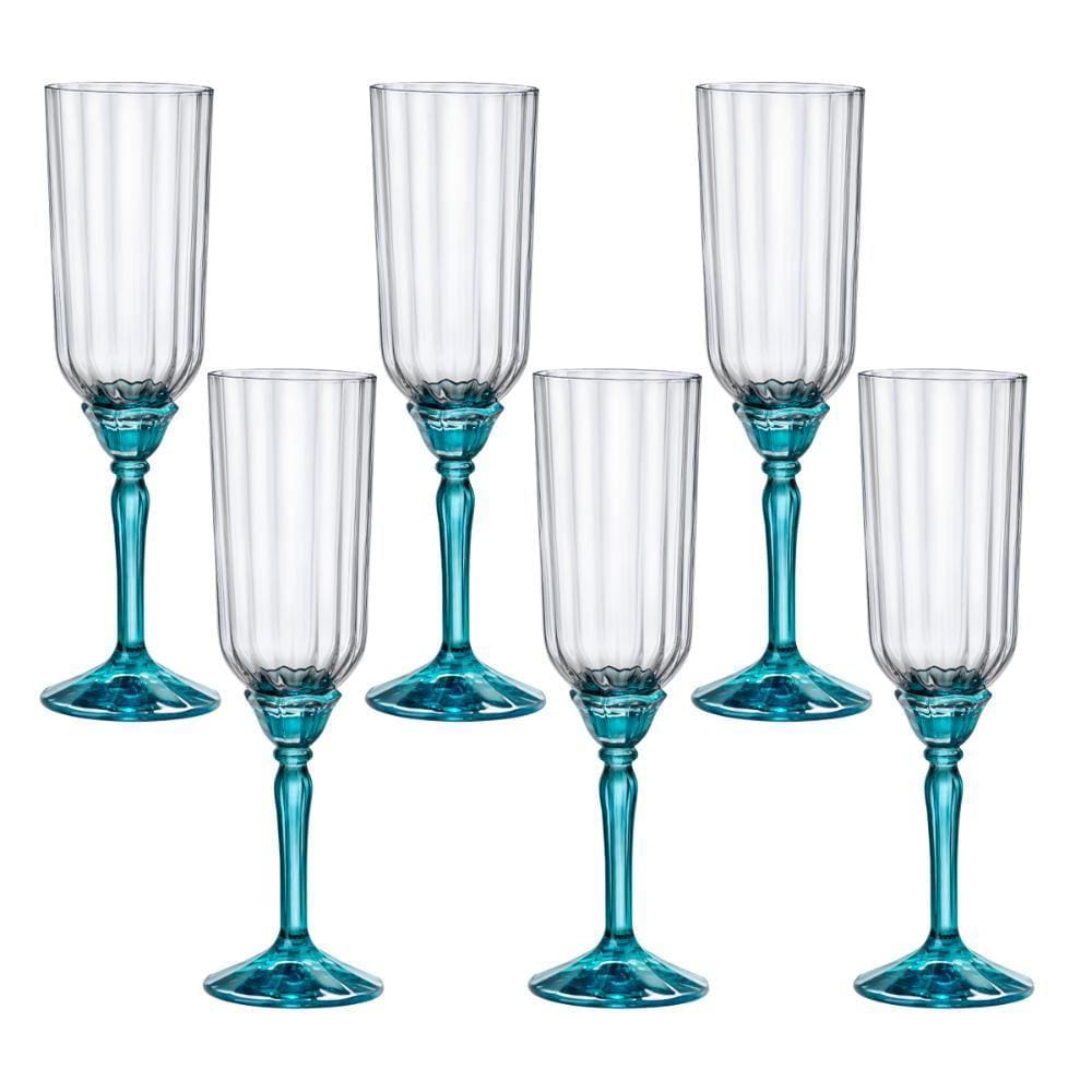 Taça de Vidro Bormioli Rocco 210 ml Florian Blue 6 Peças