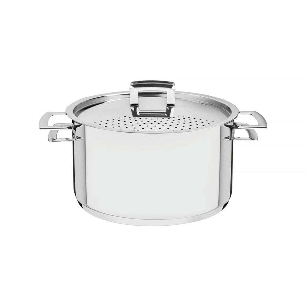 Espagueteira Tramontina Brava Em Aço Inox Com Fundo Triplo Tampa E Alças 24 Cm 6,1 L Tramontina