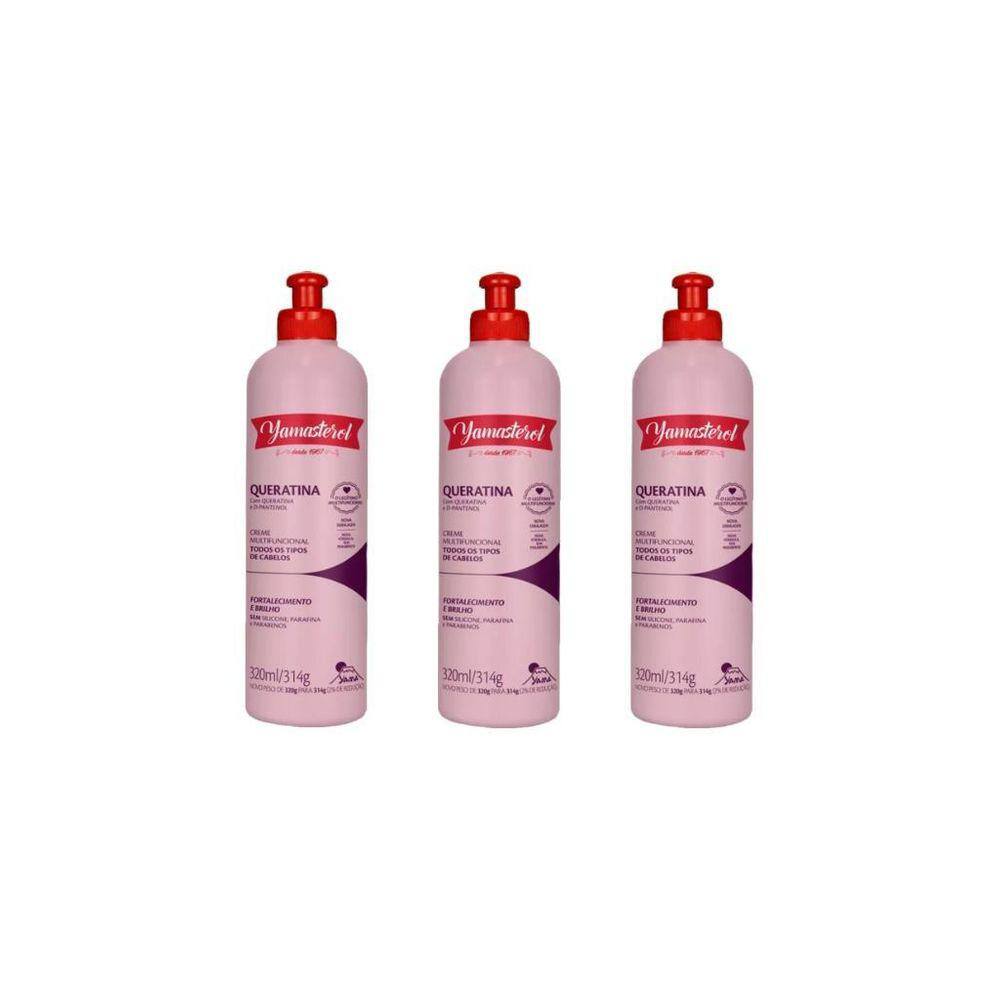 Creme Para Pentear Yamasterol Queratina 320G - Kit Com 3Un