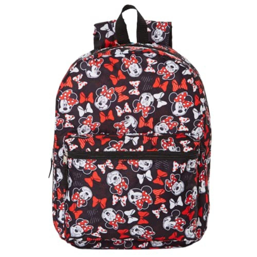 Mochila Disney Minnie Mouse para crianças e adultos, 40,6 cm, vermelha e preta