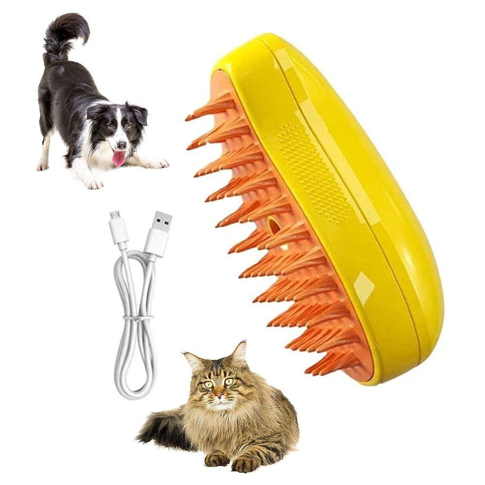 Escova a Vapor Cao Gato Pet Cachorro Eletrica Bateria Recarregavel Revemoder de Pelo Higiene Limpeza