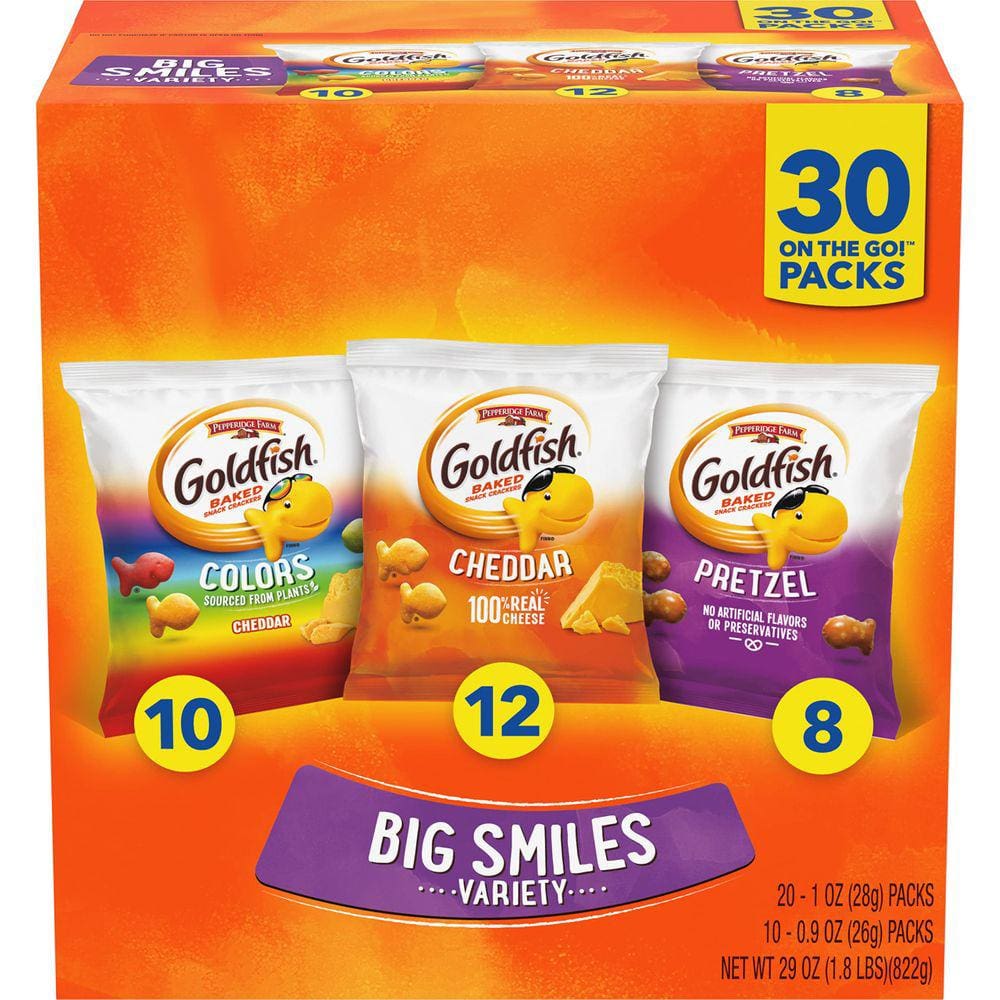 Pacote variado de 30 unidades Goldfish Crackers Snack