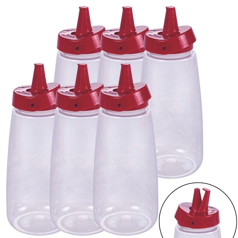 Bisnaga vermelha de ketchup 520ml com tampa Flip 6 unidades Plasutil ref. 16289