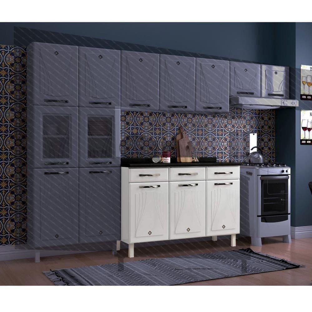Balcão de Cozinha de Aço Triplo Telasul Star New com Tampo Branco