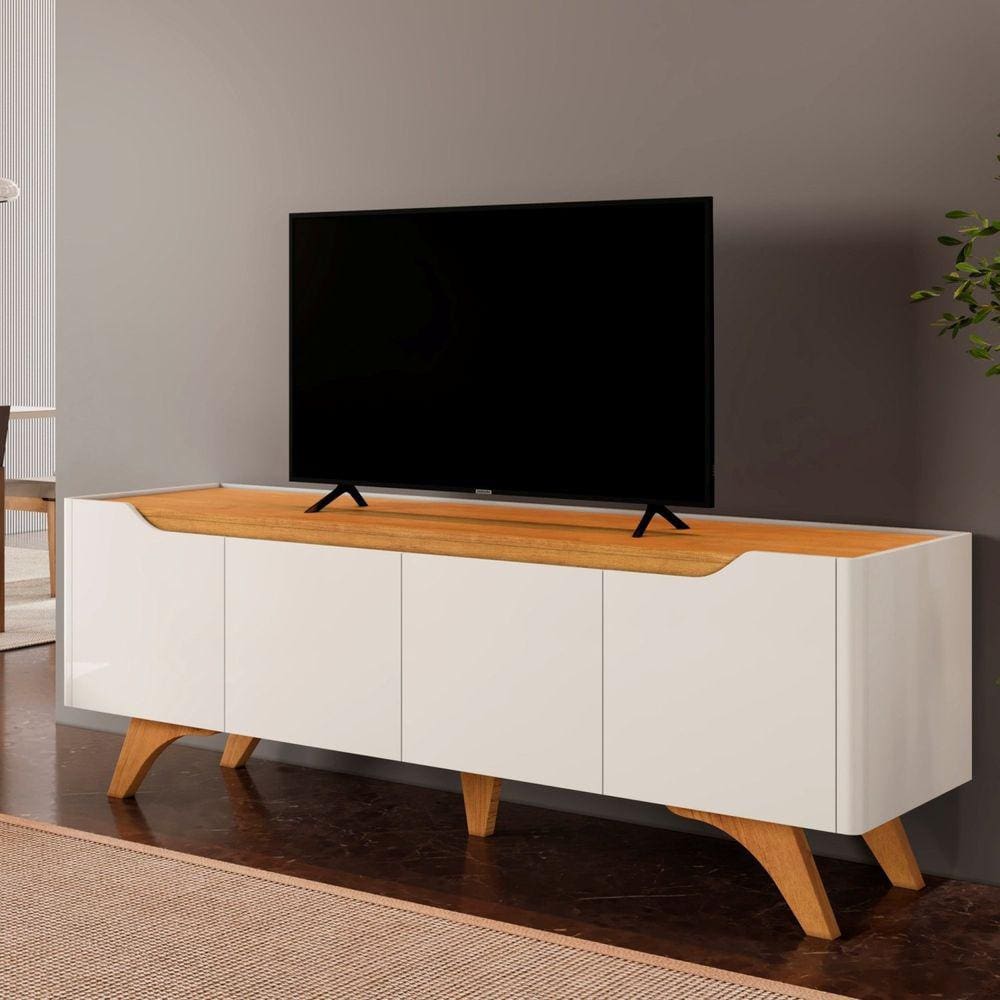 Rack para Tv até 58 Polegadas Grecia 4 Portas 180 Off White/Naturalle