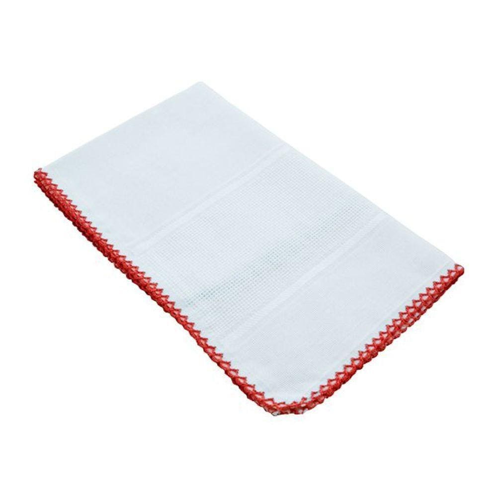 Fraldinha De Boca Ponto Cruz Com Crochet 30x40cm Mabber Vermelho