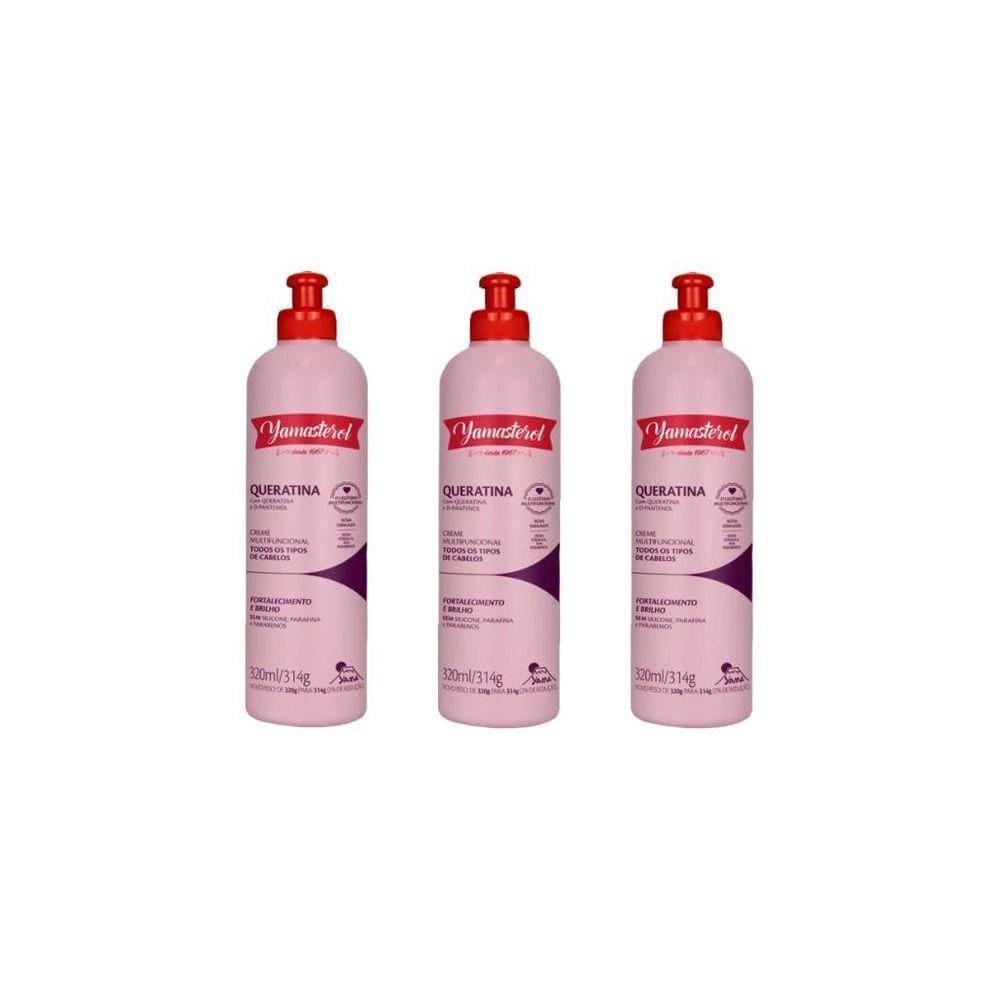 Creme Para Pentear Yamasterol Queratina 320G - Kit Com 3Un