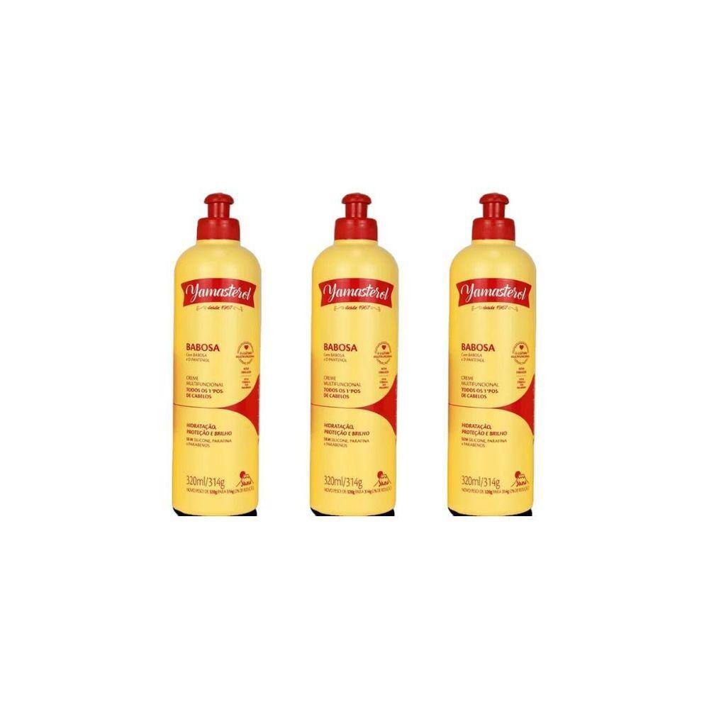 Creme Para Pentear Yamasterol 320G Babosa - Kit Com 3Un