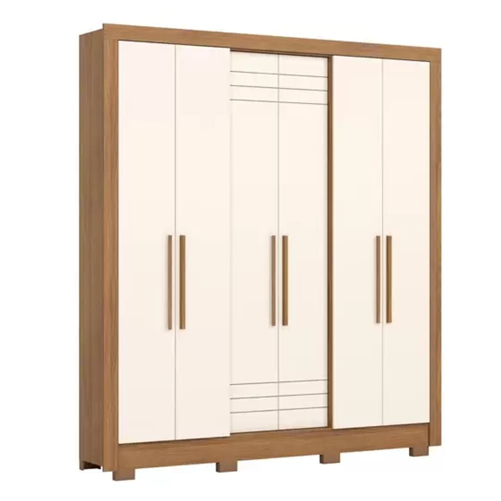 Roupeiro Briz 6 Portas Nature/Off White B366-127 | Extra
