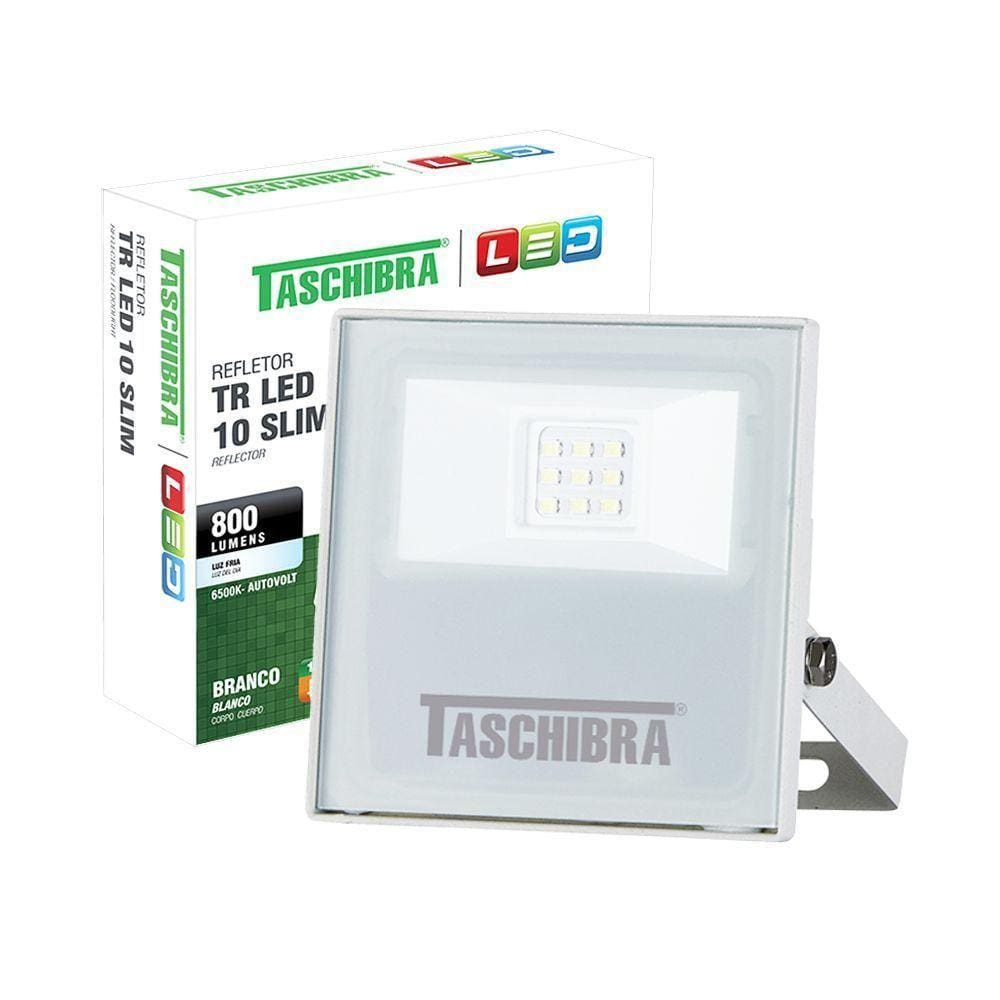 Refletor Taschibra Led Tr Slim Luz Branco Fria 10W 6500K Branco Bivolt