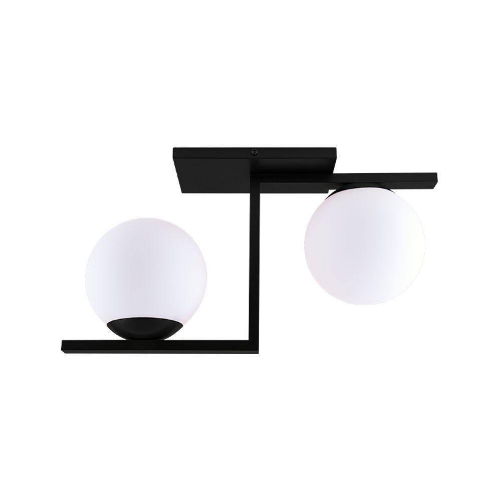 Luminária Plafon Startec Havana Duplo Globo 2xe27 Preto Bivolt