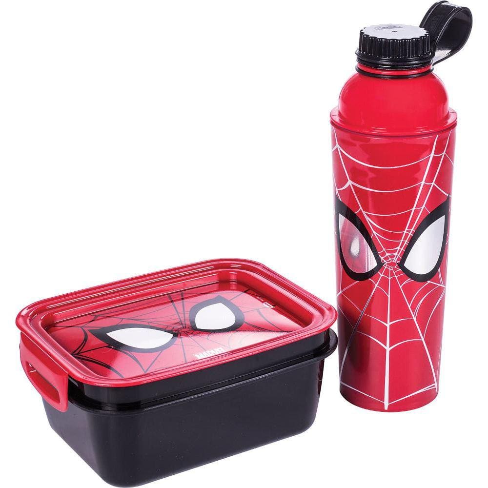 Kit Garrafa e Marmita do Homem Aranha Vermelho Plasútil