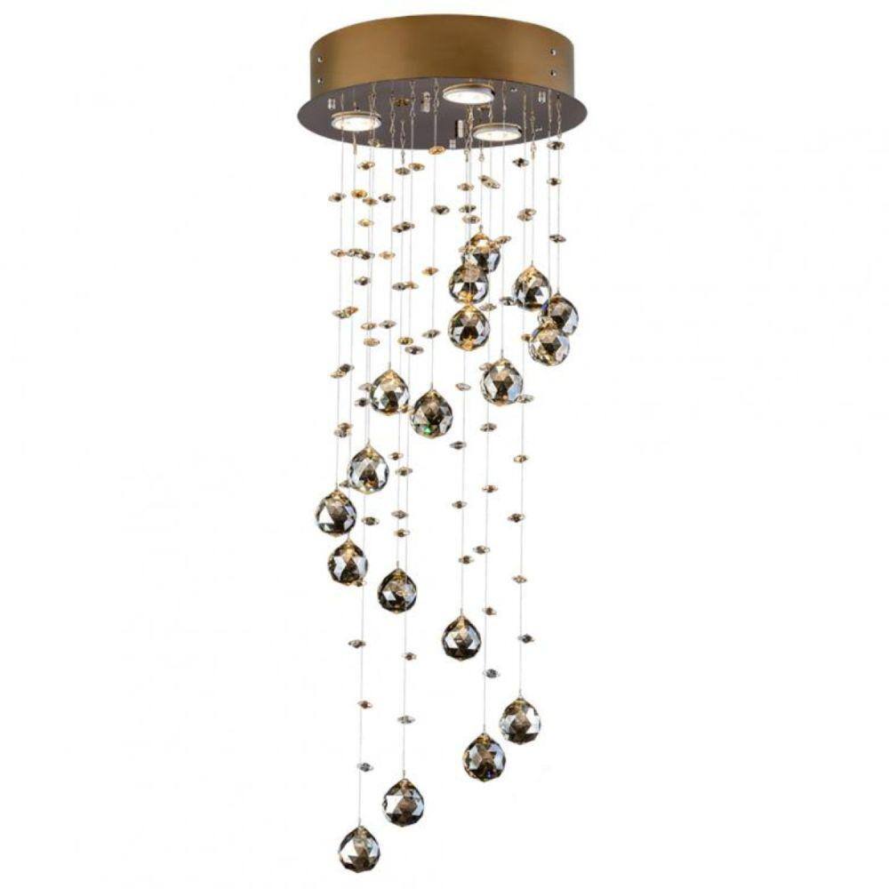 Plafon 3 Luzes Gu10 30cm Crystal Spiral Csa743003pf Bronzearte Âmbar