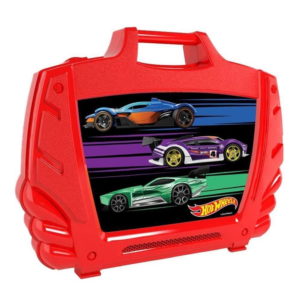 Maleta Porta Carrinhos Hot Wheels - VERMELHA  Fun Divirta-se