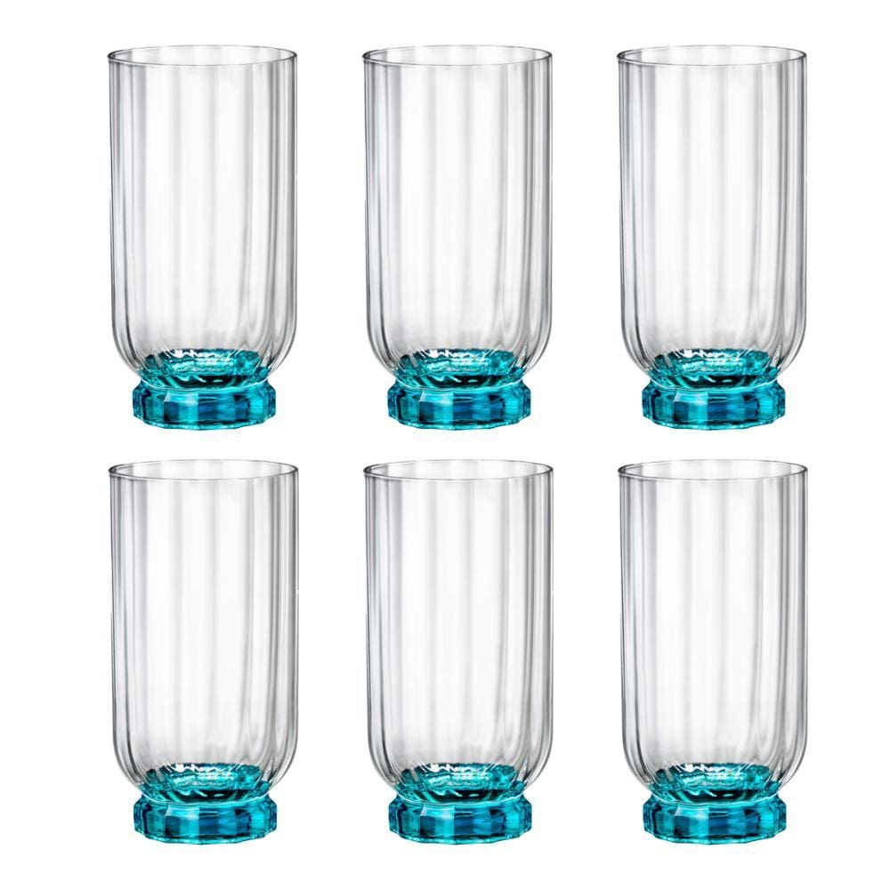 Copo De Vidro Bormioli Rocco 430 ml Florian Blue 6 Peças