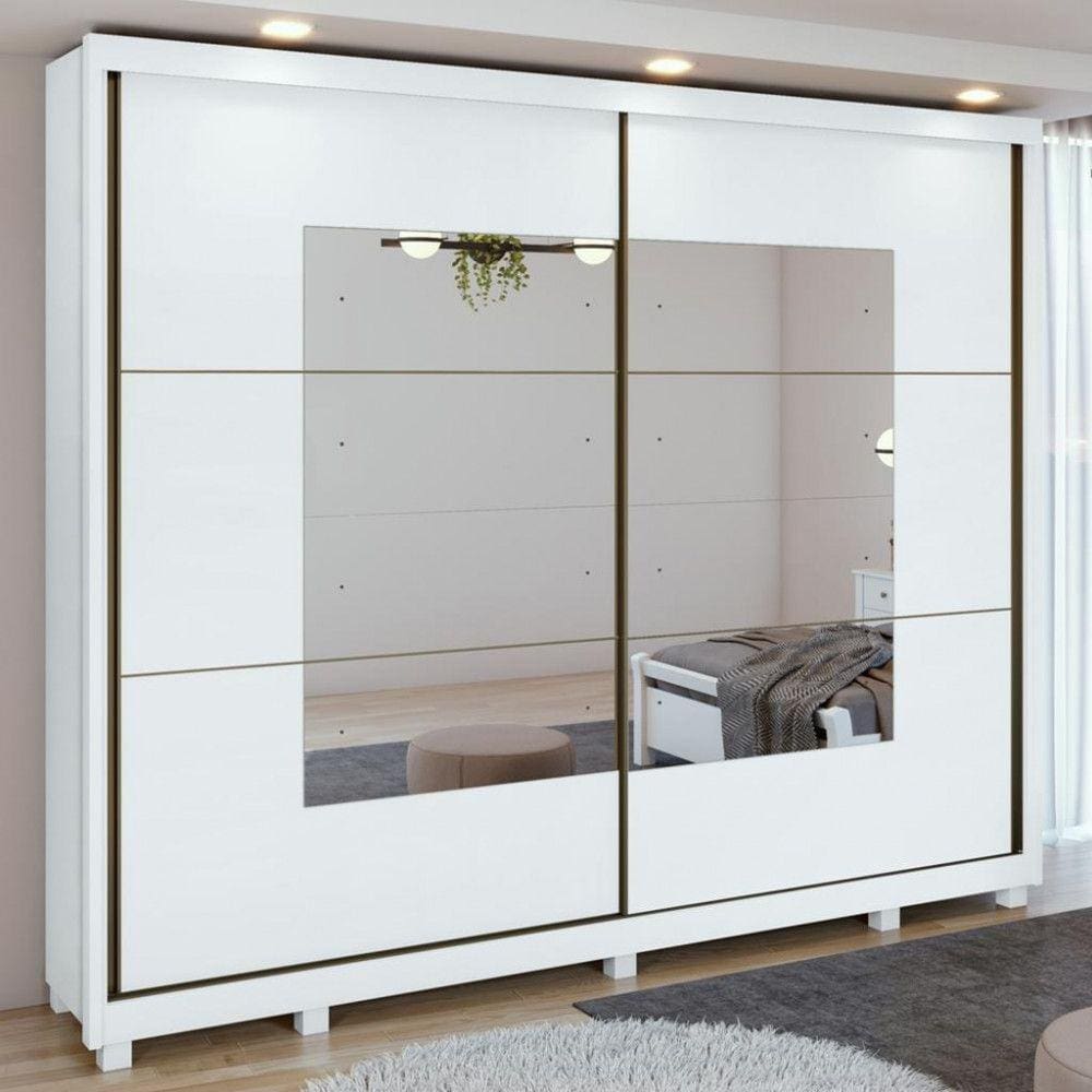 Guarda Roupa Casal com Espelho 2 Portas de Correr 6 Gavetas Toronto Lopas