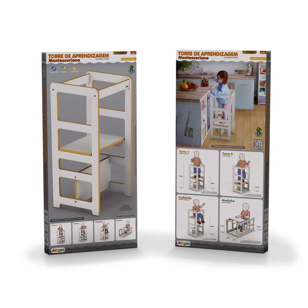 TORRE DE APRENDIZAGEM MONTESSORIANA 4 em 1 Jungee