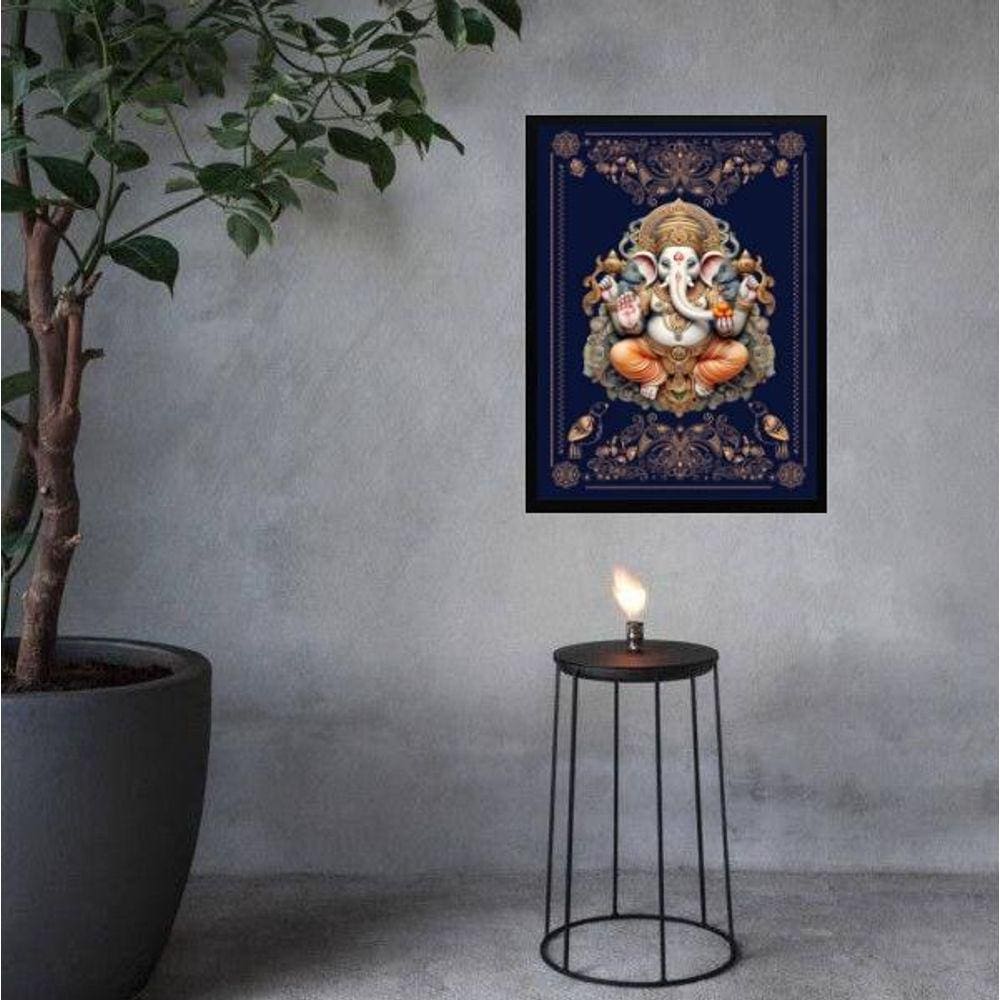 Quadro Decorativo Lord Ganesha 45X34Cm - Com Vidro