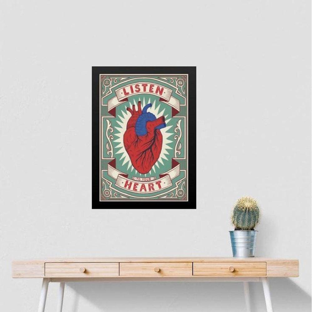 Quadro Coração Listen To Your Heart 45X34Cm
