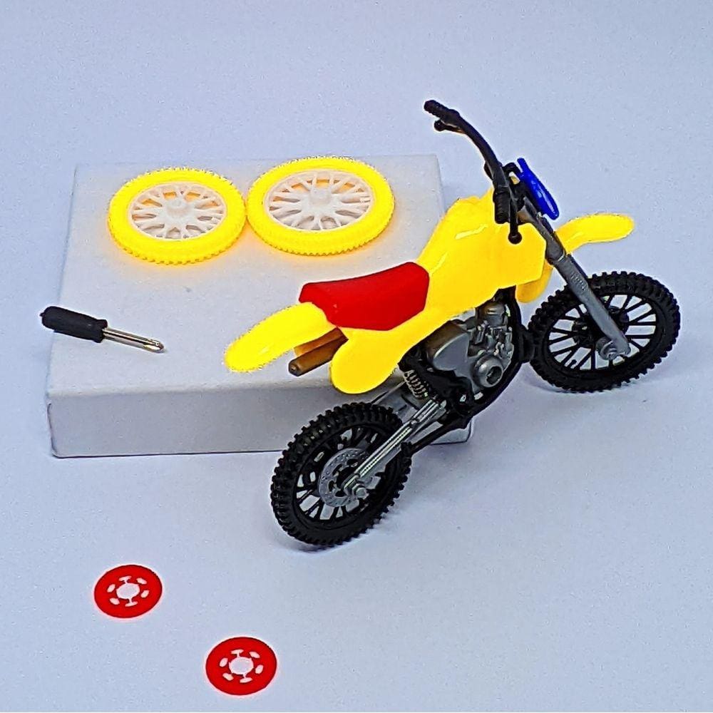 Mini Moto de dedo Brinquedo Infantil Coleção Cross Motocross Montar motocicleta + Acessórios de troca Fenda Rodas