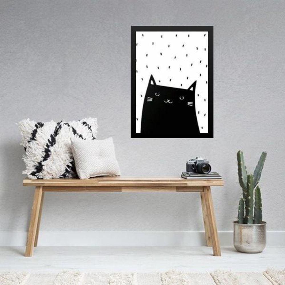 Quadro Gatinho Escandinavo 24X18Cm - Com Vidro