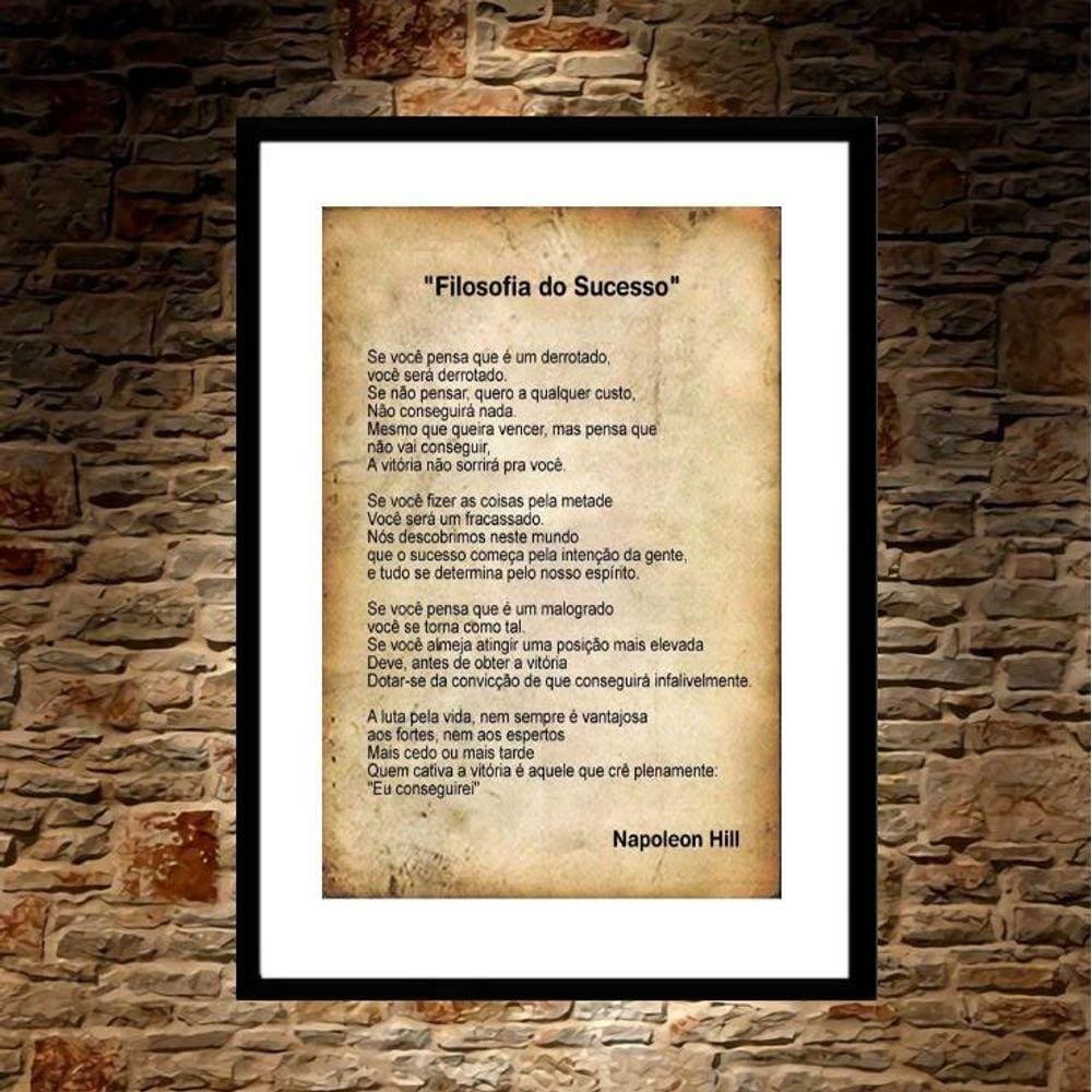 Quadro Filosofia Do Sucesso- Napoleon Hill - 60X48Cm