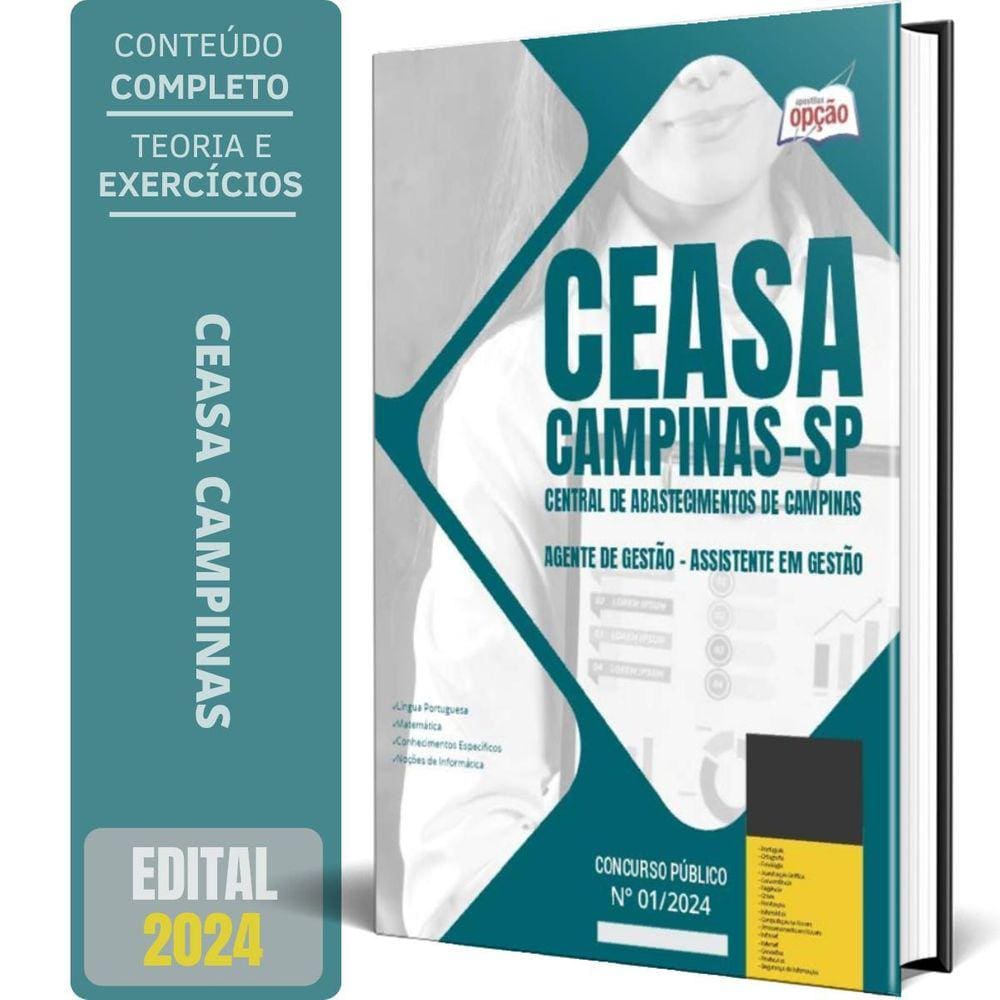 Apostila Ceasa Campinas Sp 2024 Agente Gestão Assistente Em