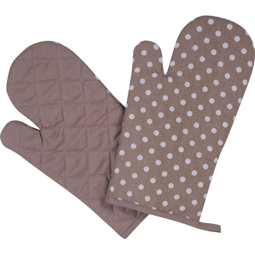 Par de Luvas para Cozinha Vizapi 18X30Cm 160G Poa Bege Branco
