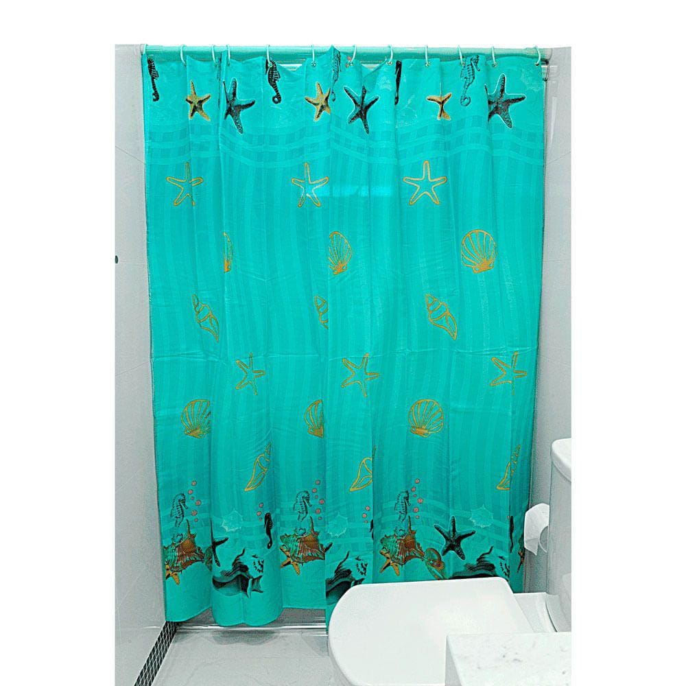 Cortina para box de Banheiro Pacific Club Fundo Do Mar 711_Sct3 180X180Cm Azul Claro