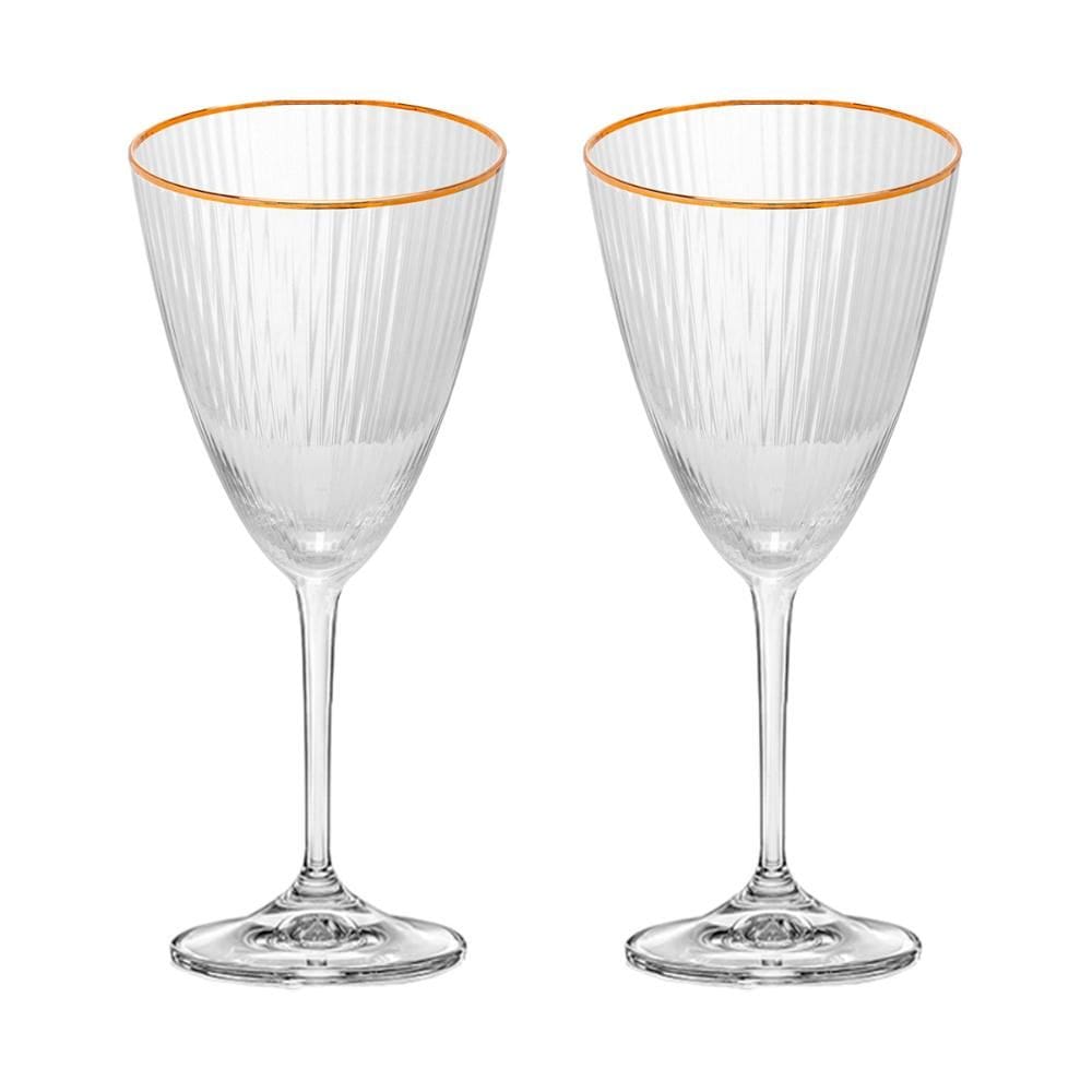Taça de Vidro Wolff 400 ml Borda Dourada Lines 2 Peças