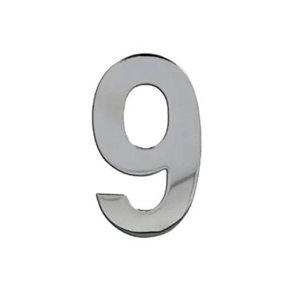 Numeral Nove De Plástico Alta Resistência 10Cm Abs Alumínio