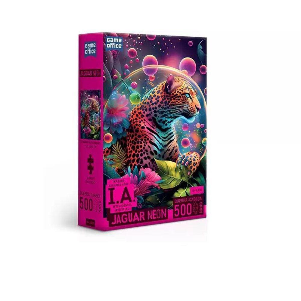 Quebra Cabeça Jaguar Neon 500 Pçs Nano Feito Por Ia
