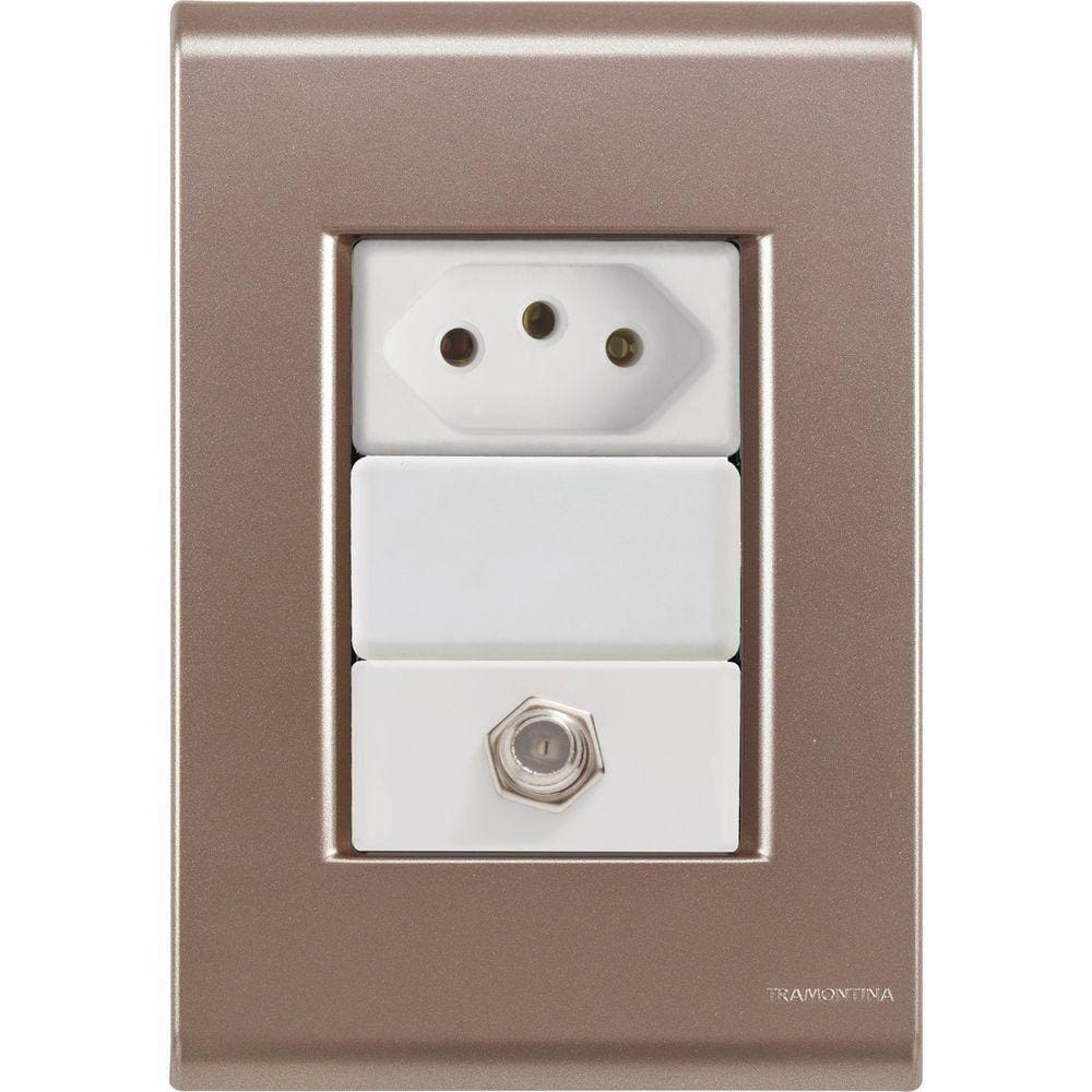 Cj Tomadas 10a E Tv Sat Coaxial Liz Ouro Velho Tramontina Completo Pronto Tramontina