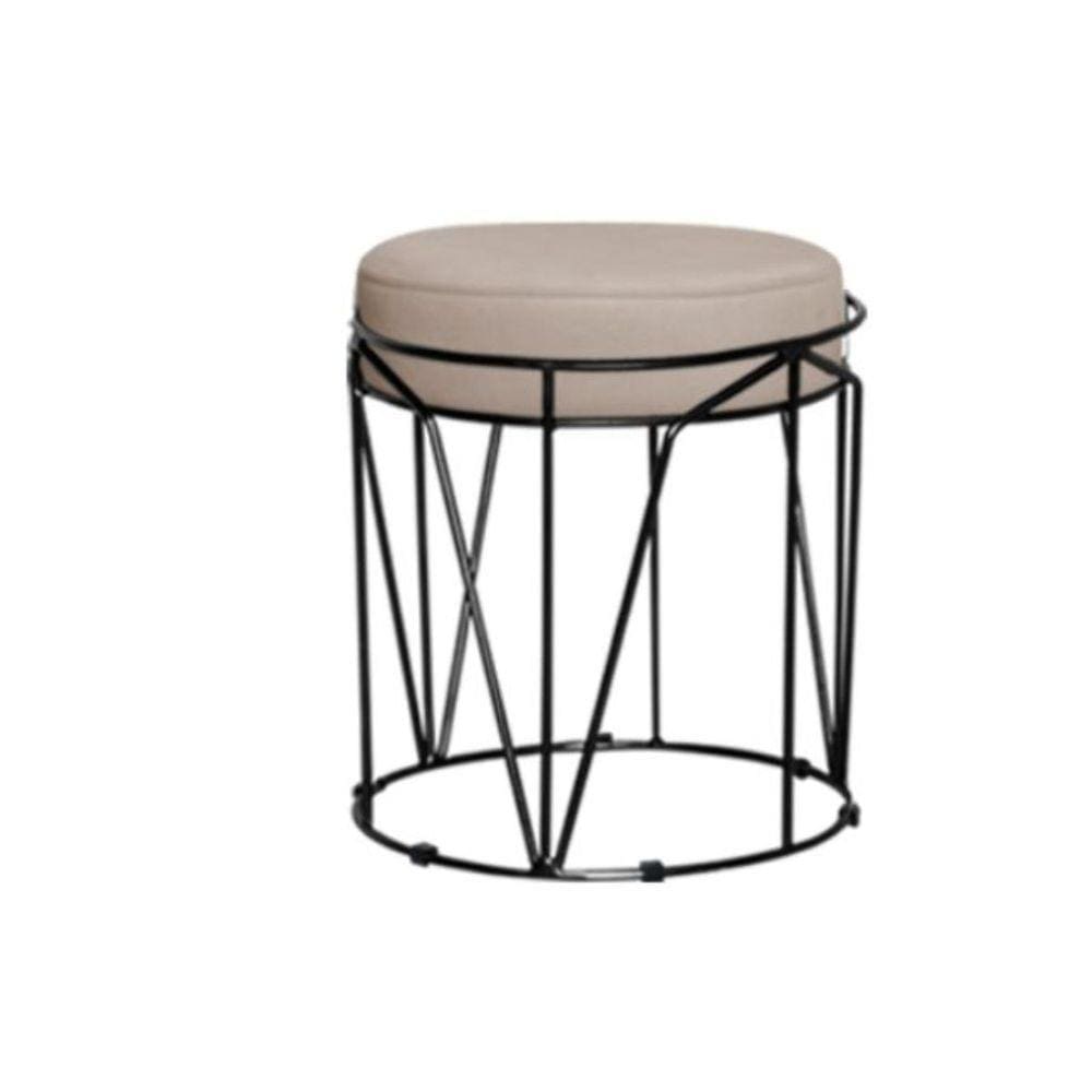 Puff Aramado Babu Com Armação Preto Em Suede