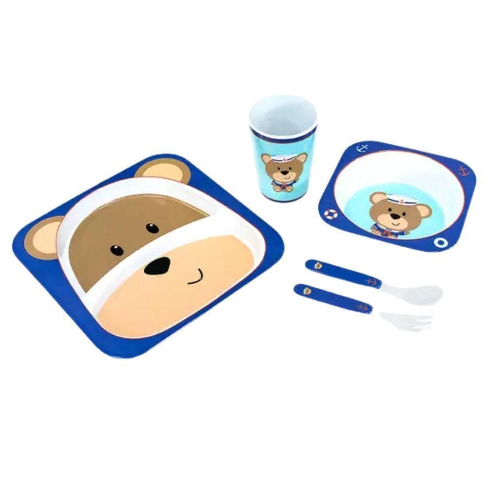 Kit Alimentação Bebê Turminha Animal 5 Peças Urso - Unik