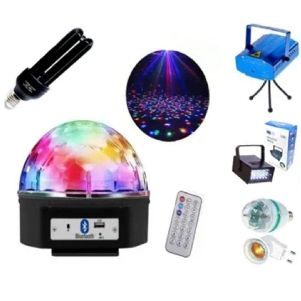 Jogo De Luz Kit Luzes Balada Com Luz Negra Globo Luminaçao