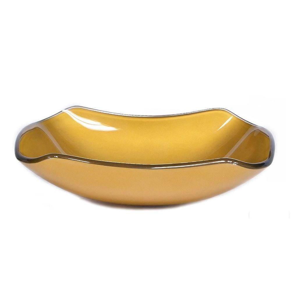 Cuba De Vidro Retangular Abaulada 45cm Dourado Real