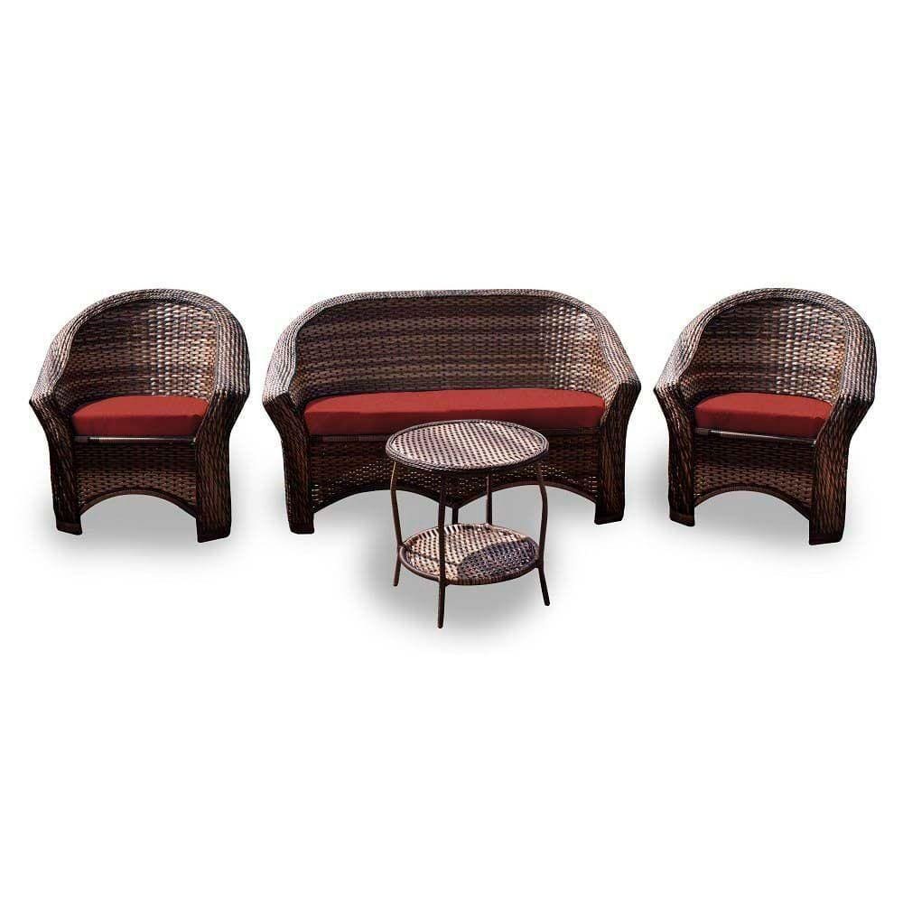 Conjunto De 1 Sofá + 2 Poltronas + 1 Mesa Centro Vermelho