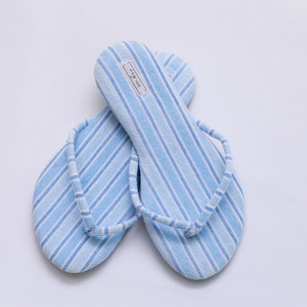 Chinelo Feminino Viz Charlotte 35/36 Listrado Em Atoalhado Azul e Branco