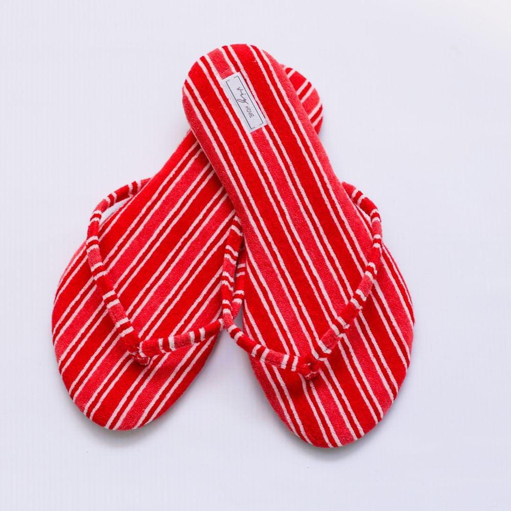Chinelo Feminino Viz Charlotte 39/40 Listrado Em Atoalhado Vermelho e Branco