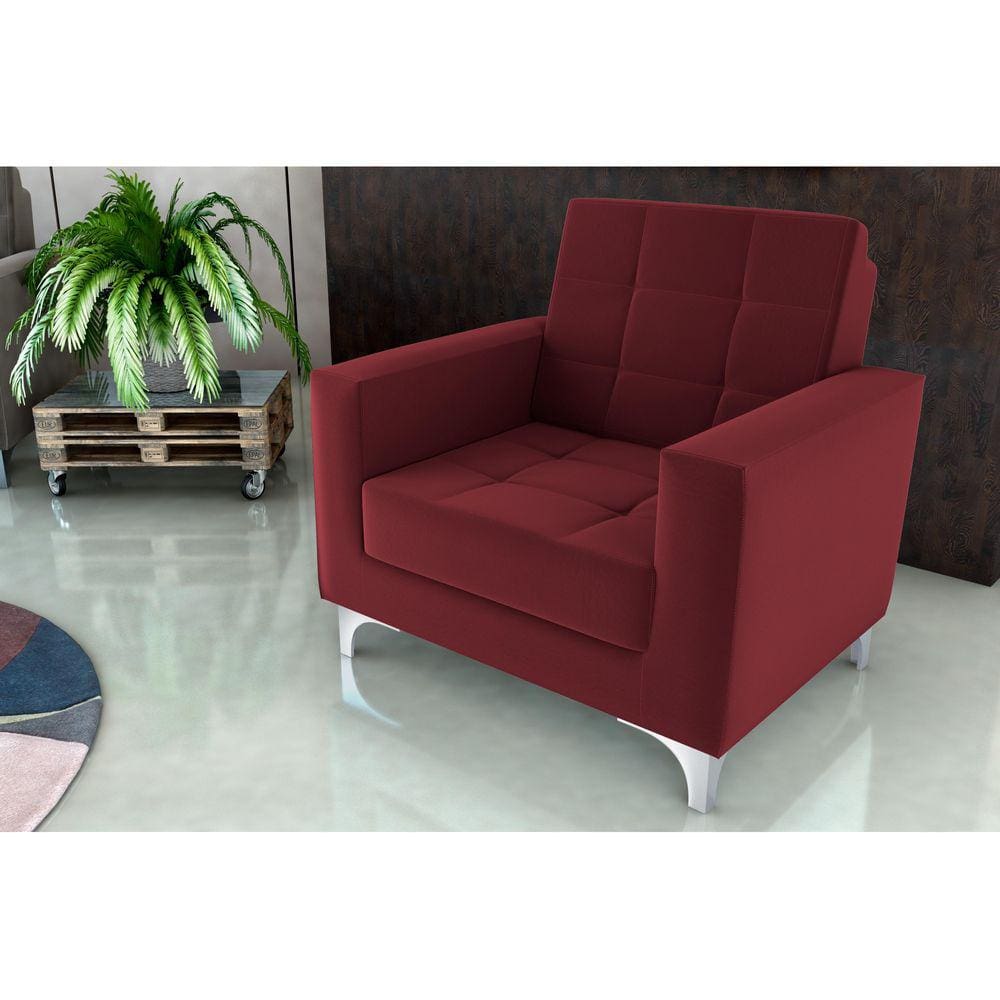 Poltrona Decorativa Thaina Veludo Vinho E432 - Matrix