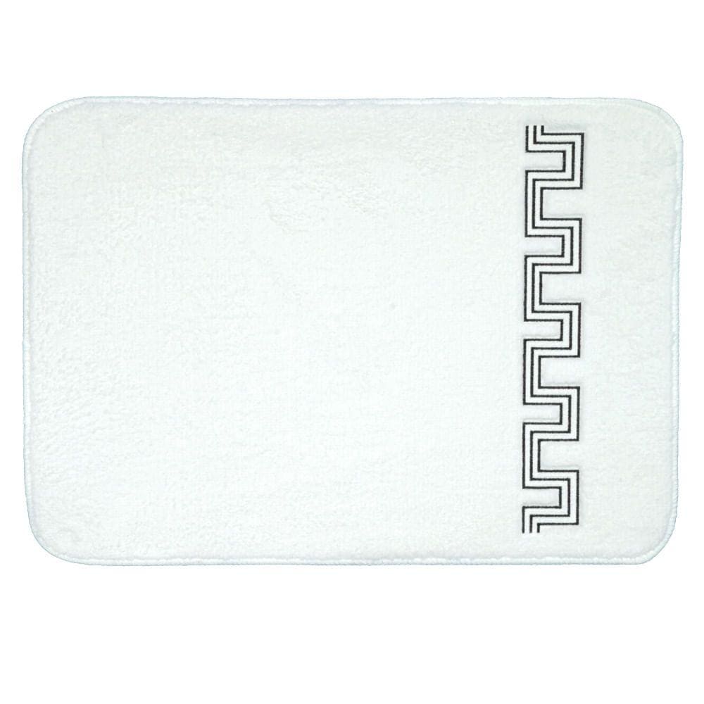 Tapete de Banheiro Ou Quarto Poliester Base Antiderrapante Vizapi Greco 70x120cm Branco