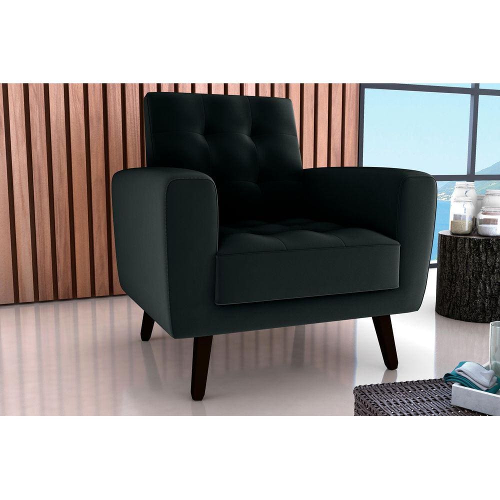 Poltrona Decorativa Lívia Veludo Preto E451 - Matrix