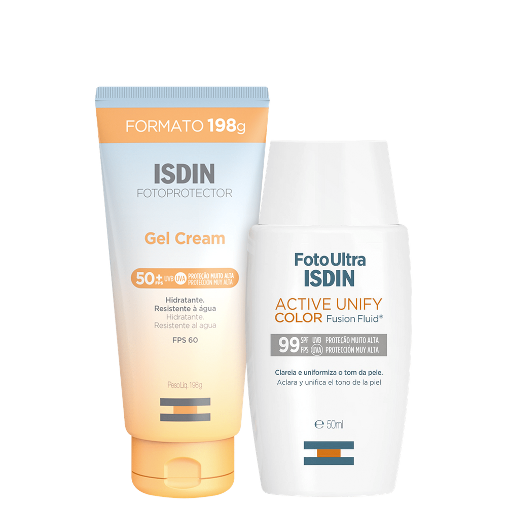 Kit ISDIN Foto Ultra Active Unify Fusion Fluid Color + Fotoprotector Gel Cream (2 Produtos)