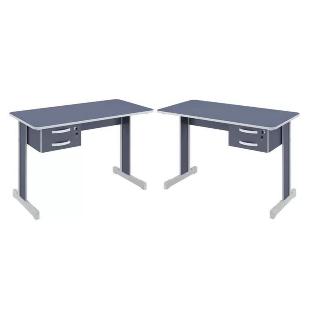 Mesa de Escritório Azul Escrivaninha com 2 Gavetas Boston