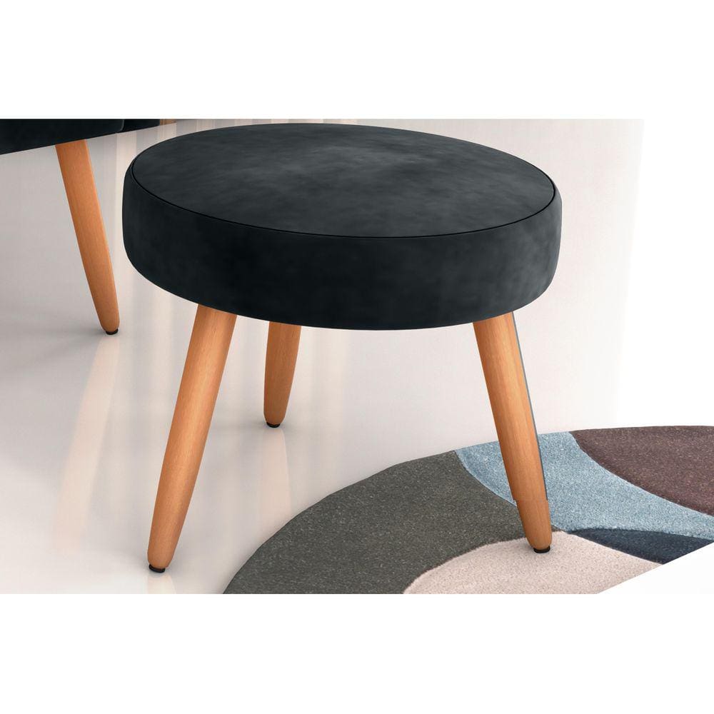 Puff Decorativo Dallas Veludo Preto E451 - Matrix