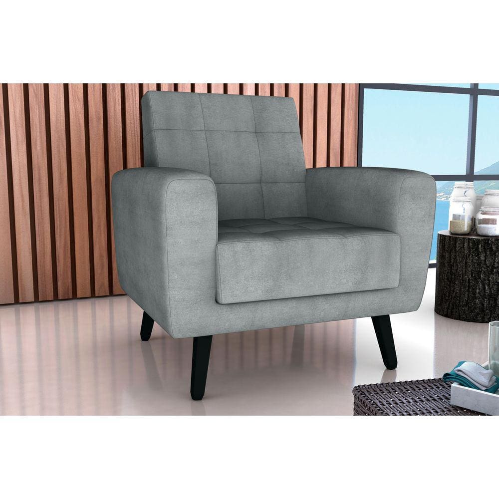 Poltrona Decorativa Lívia Boucle Cinza F497 - Matrix