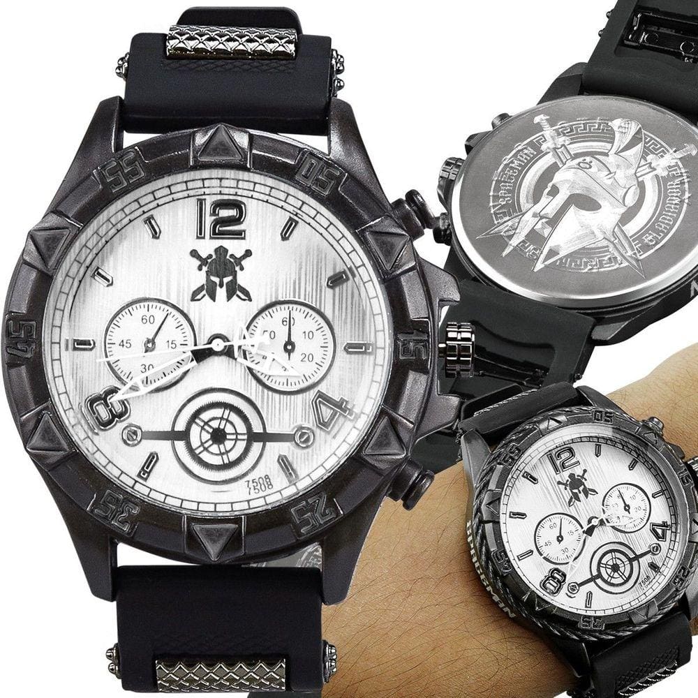 Relogio masculino aço inox preto qualidade premium silicone grande social analogico branco