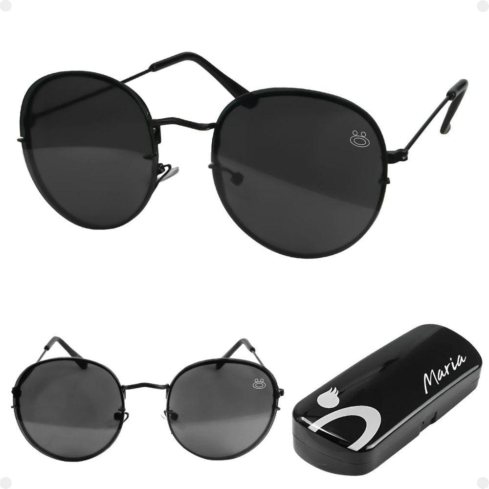 oculos sol feminino aço inoxidavel preto casual praia + case maria qualidade premium